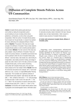 Diffusion of Complete Streets Policies Across US Communities