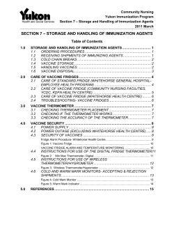 Storage and Handling of Immunization Agents