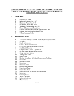 QUESTION BANK FOR SELECTION TO THE POST OF OFFICE