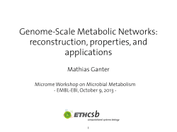 Genome-Scale Metabolic Networks: reconstruction - EMBL-EBI