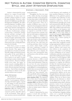 hot topics in autism: cognitive deficits, cognitive style, and joint