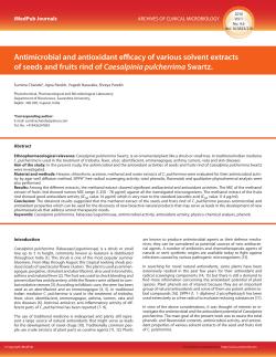 Antimicrobial and antioxidant efficacy of various solvent extracts of