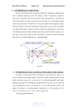 M A M EL-Morsy Optics II Interference phenomena