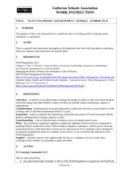 Plant and equipment general - Lutheran Schools Association