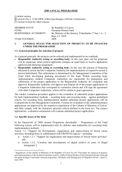 2009 ANNUAL PROGRAMME