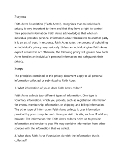Privacy Policy - Faith Acres Foundation
