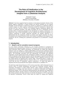 The Role of Falsification in the Development of Cognitive Architectures