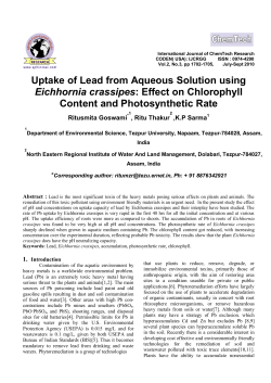 EFFECT OF pH AND INITIAL CONCENTRATION ON THE UPTAKE