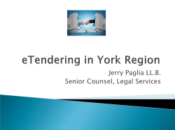 Jerry Paglia LL.B. Senior Counsel, Legal Services