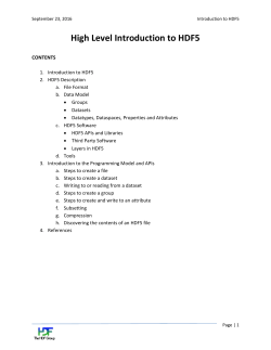 High Level Introduction to HDF5
