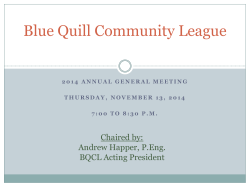 Approval of Agenda - Blue Quill Community League
