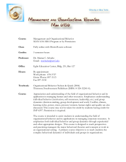 Course: Management and Organizational Behavior MAN 6156 MSA