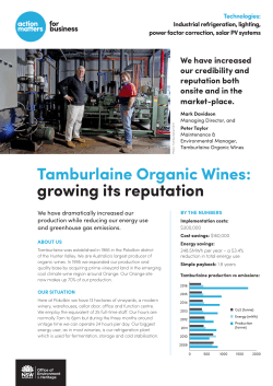Tamburlaine Organic Wines: growing its reputation through energy