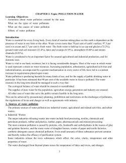 CHAPTER 2: Topic: POLLUTION-WATER Learning Objectives