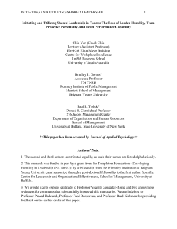 Initiating and Utilizing Shared Leadership in Teams: The Role of
