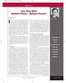 Law Firm Diet: Reduce Firms &ndash; Reduce Costs?