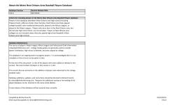 About the Metro New Orleans Area Baseball Players Database