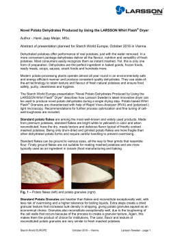 Novel potato dehydrates produced by using the