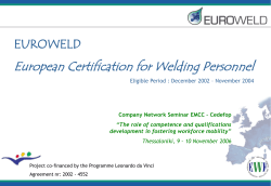 EUROWELD European Certification for Welding Personnel