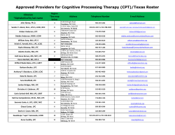 Approved Providers for Cognitive Processing Therapy (CPT)/Texas