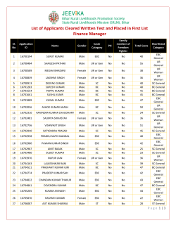 List of Applicants Cleared Written Test and Placed in First List
