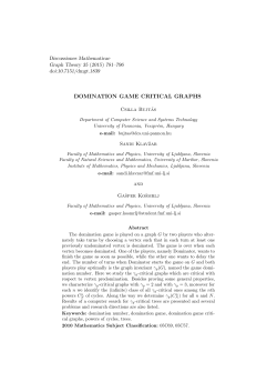 DOMINATION GAME CRITICAL GRAPHS