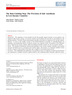 The Rate-Limiting Step: The Provision of Safe Anesthesia in Low