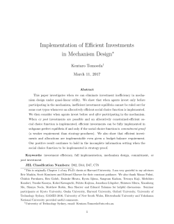 Implementation of Efficient Investments in Mechanism Design