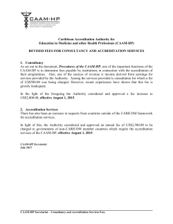 Increased Fees for Consultancy and Accreditation - CAAM-HP