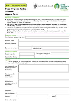 Food Hygiene Rating Scheme: Appeal form