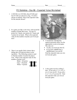 Probability and Statistics &ndash; Expected Value Worksheet