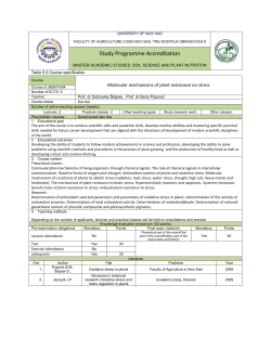 Course: Мolecular mechanisms of plant resistance on stress Course