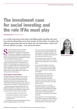 The investment case for social investing and the role IFAs must play
