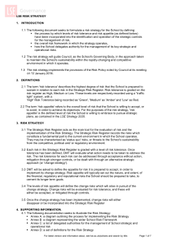 LSE RISK STRATEGY 1. INTRODUCTION 1.1 The following