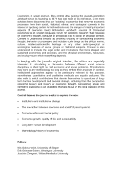 Economics is social science. This central idea guiding the journal