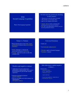 591B Second Language Acquisition Nature vs