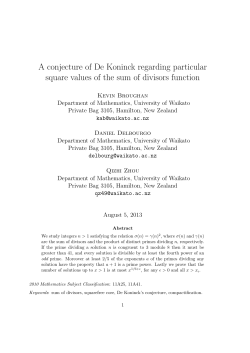 A conjecture of De Koninck regarding particular square values of the
