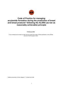 Code of Practice for managing acrylamide formation during the