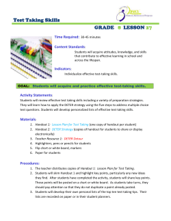 TR Lesson Plan for Grade 8 Test Taking Skills