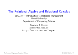 The Relational Algebra and Relational Calculus