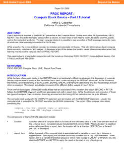 PROC REPORT: Compute Block Basics