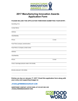 2017 Manufacturing Innovation Awards Application Form