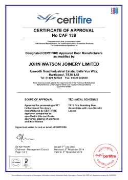 CERTIFICATE OF APPROVAL No CAF 138 JOHN WATSON