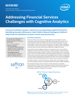 Cognitive Analytics for Financial Services