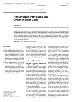 Photovoltaic Principles and Organic Solar Cells