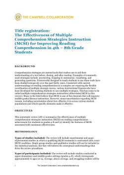 Title registration: The Effectiveness of Multiple Comprehension