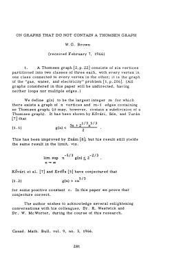 ON GRAPHS THAT DO NOT CONTAIN A THOMSEN GRAPH W. G.
