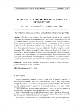 investment strategies for bond portfolio optimization1