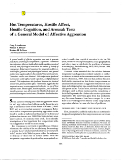 Hot Temperatures, Hostile Affect, Hostile Cognition, and