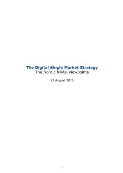 The Digital Single Market Strategy The Nordic NRAs` viewpoints